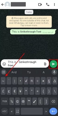strikethrough text with tilde