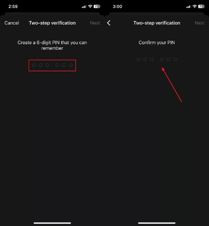 enter the pin and confirm