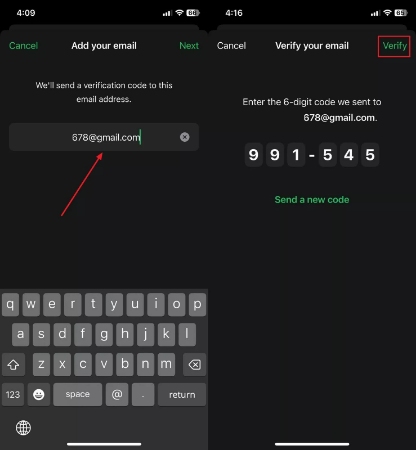 add your email and verify