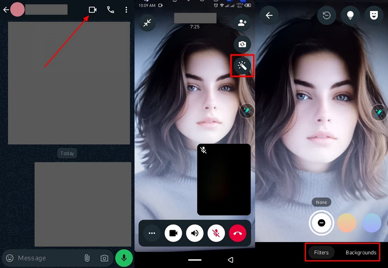 how to remove background effects from whatsapp video call