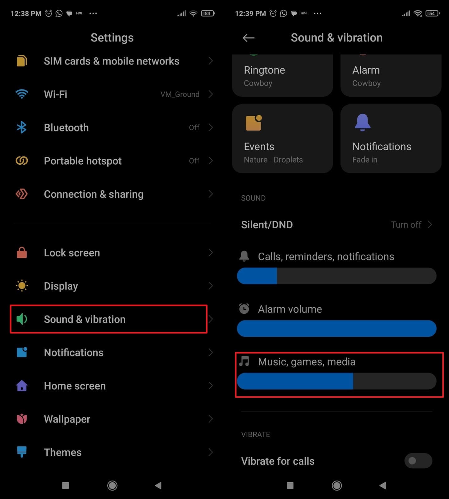 pick sound and vibration option