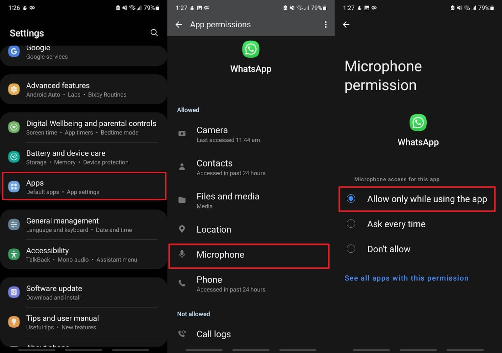 pick microphone from app settings