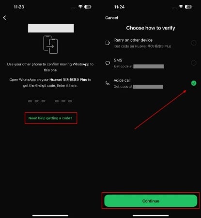 get code through voice call
