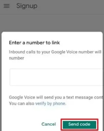 use the send code button