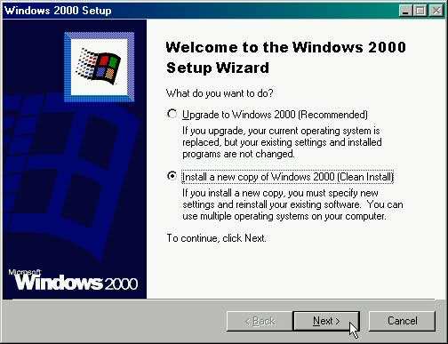 windows 2000 setup