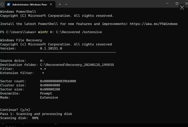 use Windows File Recovery to recover USB data