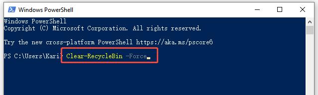 windows powershell clear recycle bin