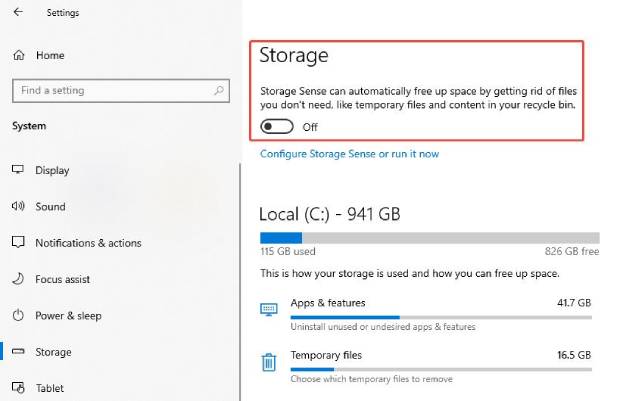 Windows Storage Sense