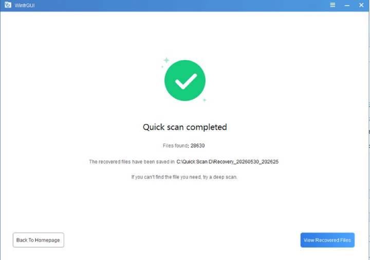 start recovery with WinfrGUI