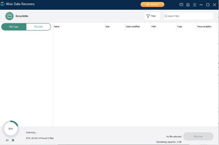 scan with Wise Data Recovery