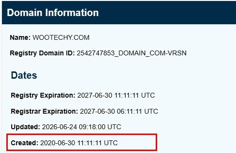 WooTechy.com WHOIS domain information