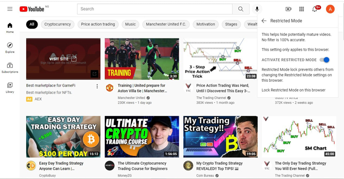 disable restricted mode on YouTube
