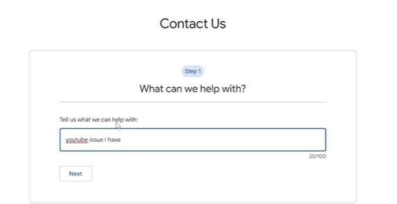 YouTube support chat